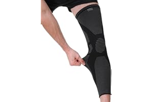 NEOtech Care Genouillère longue en fibre de bambou - Élastique, respirante - Compression moyenne (Couleur noire, Taille XL, 1 Unité)