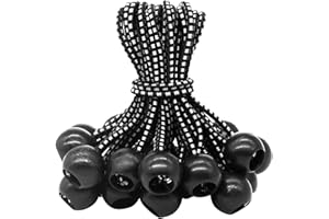 OZNEWLIFE 25pc Spanngummi mit Kugel (Schwarz und weiß 150 mm) für Zelte, Planen, Plakate. Planenspanner, Expanderschlingen, Planenhalter, Planengummi, Gummispanner, Zeltgummi