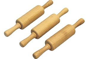 GLUECKSSHOP® Rouleau à pâtisserie en bois pour enfants, 21,5 cm, axe fixe, petites poignées pour les mains des enfants, facile à dérouler, plaisir de pâtisserie avec le mini rouleau à pâtisserie,