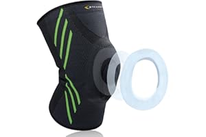 MYCARBON Ginocchiera Ortopedica Menisco Ginocchiera Sportiva per Rotula Legamenti Crociati Regolabile Antiscivolo Traspirante con Rondella Tutore Fascia per Uomo Donna(M)