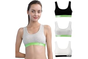 INNERSY Reggiseno sportivo da bambina, in cotone, senza ferretto, per bambini, fino a adolescenti, taglia 116-164, confezione da 3