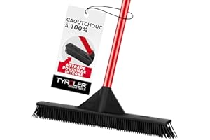 TYROLER BRIGHT TOOLS Tyroler Balai Caoutchouc | Tête De 41,5 cm Balai Bross Poils Animaux | Manche Anti-Rouille en 4 Parties de 140 cm pour Balais Coiffeur Caoutchouc Professionnel | Balais Nettoyer Sol