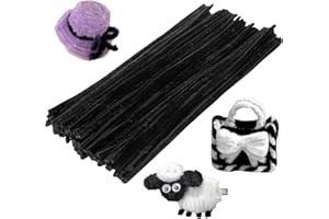 SUVSOON 100 PCS Pipe Cleaner Chenille Stem, Black Pipe Cleaner For Crafts Handy Disposable Cleaning Tool—6 mm x 12” for DIY Art Craft Decorations