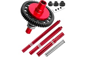 hopsupRC Upgrades for Arrma 1/10 4x4 Granite,Senton,Vorteks,Kraton,Outcast,Big Rock, Aluminum Center Slider Driveshaft & 7075 Spur Gear Slipper Clutch 57T(32dp) with 15T/16T/17T Pinions Gear,Red