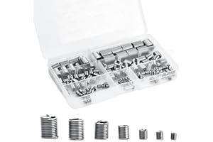 BHOULANDI 125PCS 304 Coiled Wire Thread Inserts, Stainless Steel Thread Inserts Sheath, Helicoil Type Wire Steel Thread Inserts, M3 M4 M5 M6 M8 M10 M12 Screw Repair Sleeve Assortment Kit