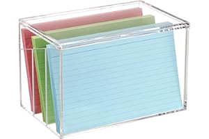 BSTKEY Acrylic 5 * 8 inch Index Card Holder Recipe Card Box with Remobable Insert, Clear Photo Storage Keepsake Display Organizer Note Card Box with Display Board Lid (No Cards)