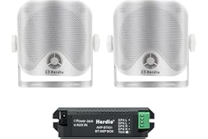 Herdio 4 Zoll Bluetooth 100 Watt Wasserdichter Marine Stereo Box Lautsprecher für Boot ATV UTV Heavy Duty Powersport Fahrzeuge Hof (Weiß)