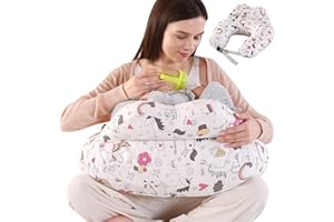 Mingfuxin Nursing Pillow for Breastfeeding, Multifunctional Breastfeeding Pillows with Adjustable Waist Strap & Safety Fence Pregnancy Maternity Pillow for Baby Bottle Feeding Pillows
