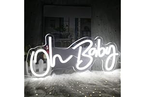 INEONLIFE Oh Baby Insegne Neon Luminose da Parete a LED Bianche Lettera Luci Neon per Camera da Letto Acrilico USB Wall Art per Bar Negozio Decorazioni