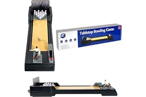 Crystals Tabletop Mini Bowling Game Set with 12 Pins + 2 Bowling Balls, Desktop Bowling Game, Bowling Toys, Bowling Alleys with Launching Chute & Side Gutters for Adults & Children