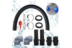 Juego de Conexión para Barriles de Lluvia, TGKYK 14pcs Juego de Conectores de Barril de Lluvia con Manguera de Conexión de 50 cm, 2 Conectores de Manguera, Pasamuros Deposito Agua, Tuerca de Bloqueo