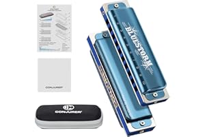 CONJURER Blues Harmonica in C Mouth Organ Harp Diatonic Harmonicas For Kids Students Adults Beginners And Professionals 10 Holes 20 Tone Harmonica C with Case, Nice sound, Nice Gift, Bluestorm Series