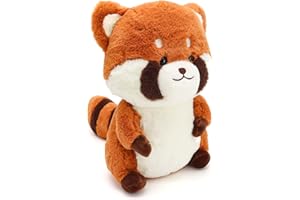 Coseaon Panda Rosso Peluche Red Panda Plush Bambola Cuscino Kawaii Panda Plushie Animali de Peluche Regalo (35cm, occhi panda)