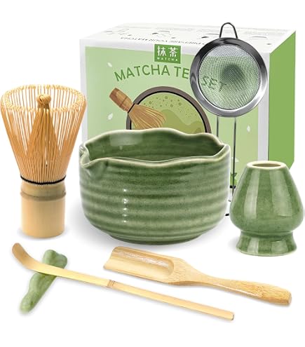 Kit Cérémonie Matcha Japonais 7 Pièces – Fouet En Bambou, Bol Chawan, Cuillère, Tamis & Accessoires Gradient Rose
