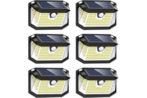 LANSOW 188 LED Solar Security Lights Outdoor, 3 Modes Solar Powered Motion Sensor Lights, IP65 Waterproof Solar Lights Outdoor Garden for Yard Wall Fence Door (6 Pack, White)
