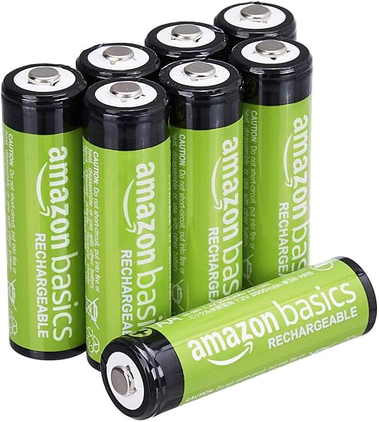 Amazon Basics 8-Pack Rechargeable AA NiMH Batteries, 2000 mAh, 1.2V, Recharge up to 1000x Times, Pre-Charged - 1