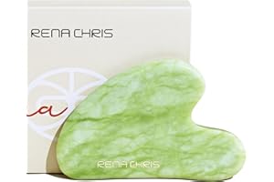 Rena Chris Gua Sha Pietra di Giada, 100% Naturale Giada Gua Sha per SPA Agopuntura Terapia Trattamento Punti Trigger, Massaggiatore Facciale, Adatto per Donne e Uomini Cura della Pelle (Xiuyan Giada)