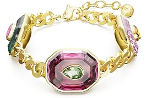 Swarovski Bransoletka chromowana, mieszane szliwy, wielokolorowa, pozłacana, Medium, Kamień, Kryształy