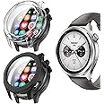 carinacoco 2 Pack PC Case Compatible for Xiaomi Watch S4 With Tempered Glass Screen Protector, Full Coverage Hard PC Shockproof Protective Cover, Black+Transparent