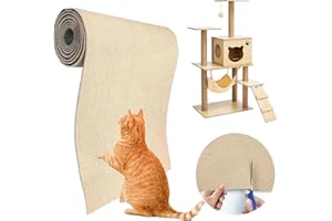 WINNSELL 200×40cmSelf Adhesive Cat Scratching Mat, DIY Cat Scratch Mat Mat Wall Mounted Anti Scratch Furniture Protector for Walls Floors Sofas Chair Gift (Khaki)