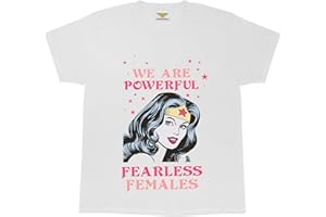 Popgear DC Comics Wonder Woman Fearless Girls T-Shirt White Camiseta para Niñas