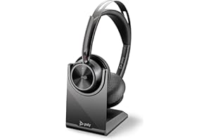 Poly - Voyager Focus 2 UC USB-A Headset with Stand (Plantronics) - Bluetooth Dual-Ear (Stereo) Headset with Boom Mic - USB-A PC/Mac Compatible - Active Noise Canceling - Works with Teams (Certified)