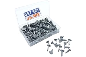 GET SET DIY Galvanised Clout Nails 13mm (Approx. 185pcs, 200g Pack) Roofing Felt Tacks for Shed Roof - Heavy Duty Felt Nails for Securing Shed Roof Felt in a Handy Plastic Case
