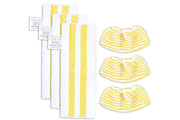 KEEPOW Ensemble de chiffons en microfibres Compatible avec les nettoyeurs vapeur pour Kärcher EasyFix SC 1, SC 2, SC 3, SC 4, SC 5 ,Nouvel ensemble comprenant 3 buses pour sols et 3 buses à main