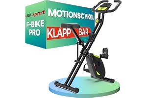 Ultrasport F-Bike Pro Hopfällbar Motionscykel upp till 150 KG, med 16 Nivåer, Bekväm Sadel, Extra Tyst I Hopfällbar Motionscy