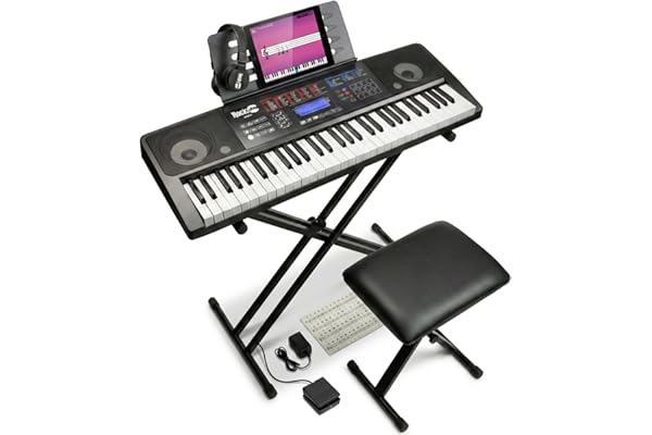 Kit de piano à clavier RockJam 61 touches avec banc, tabouret, pédale de sustain, casque et cours