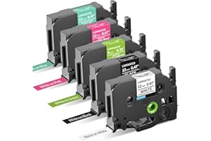 5x Oozmas TZe-231 Ruban Compatible avec Brother 12mm TZ Tape Compatible avec Brother P-touch Etiqueteuse H100lb H110 E100 D400 PT-1290, Tape Cassette TZe-231 TZe-335 TZe-T535 TZe-MQP35 TZe-MQG35
