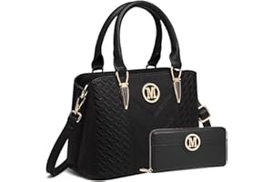 Miss Lulu Handtasche Damen Mittelgroß Henkeltasche Elegante Schultertasche Tasche für Damen mit Lychee Muster damenhandtasche aus PU Leder mit Abnehmbarer Schultergurt