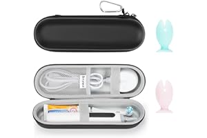 PHD KEISI Toothbrush Travel Case with 2 Toothbrush Head Cover Caps for Oral-B/Oral-B Pro/Philips Sonicare Electric Toothbrush, Keeps Toothbrush Fresh and Clean, Portable Waterproof Travel Organizer Set