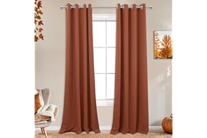 Mrs.Naturall Burnt Orange Blackout Curtains 96 Inches Long 2 Panel Set,Fall Decorative Hippie Bohemain Curtains for Living Room 96 Inch Length