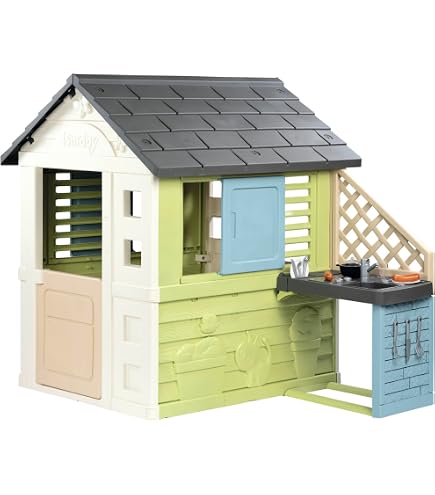 Smoby Life Table Pique-Nique Avec 2 Bancs - Compatible Maisons Smoby - Matière Recyclée - Dès 2 Ans - Fabrication Française