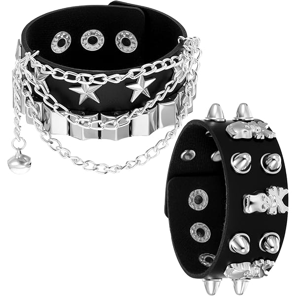 Manfnee Punk Gothic Armband Voor Mannen Vrouwen Lederen Spike
