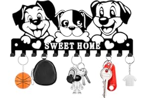 Lvjkes Portachiavi da Parete, Porta Chiavi da Muro per Casa, Nero Portachiavi Multifunzionale in Metallo, Con 12 ganci a chiave, Adatto per camere da letto, ingressi, garage (Cucciolo)