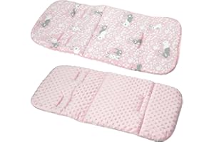 GRTLPOK Cotton & Bubble Fleece Pram Insert, Liner Covers 5pt Universal Reversible (Bunny/Pink)
