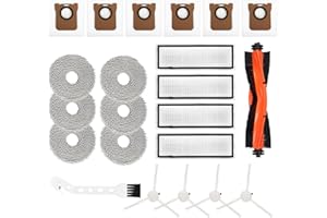 USHOPKit de Accesorios Recambios Compatible Accesorios para Xiaomi Robot Vacuum X20+/X10+ Dreame S10/L10s Ultra,6 Almohadillas de Limpieza,6 Bolsas para el Polvo,4 Cepillos Laterales,4 Filtros（22pcs）