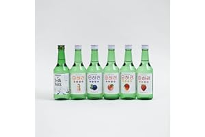 DINESE Soju - 6er Mix koreanischer Reiswein - original aus Korea - 12% Vol - 350ml - Verschiedene Geschmäcker - Original, Yogurt, Blueberry,Peach,Mango,Strawberry