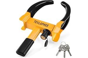 Tevlaphee Wheel Clamp Lock Heavy Duty Anti-Theft, Adjustable Security for Cars, Vans, Motorhomes (Fits 7-11" Tyres), Weatherproof & Vandal-Resistant Design (Black&Yellow)