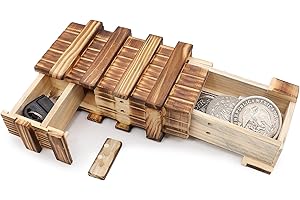 LEUOVE Cajas de rompecabezas con compartimento secreto, juguetes mágicos de madera para niños y adultos para almacenar vales de dinero, joyas