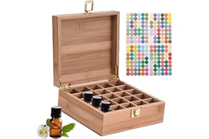 Gracelaza Boîte de Stockage Rangement en Bambou pour Huile Essentielle Aromathérapie - Coffret en Bois pour 25 Bouteilles (5-15 ML) - Idéal Organisateur pour Voyage et Présentation #2