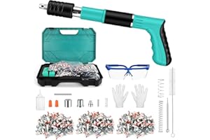 LEIORTUFA Pistolet à clous manuel, pistolet à clous 5 vitesses avec 300 clous ronds, pistolet à clous pour béton et acier, pistolet à clous portable pour coupe-fil/plafond avec gants (Vert, L)