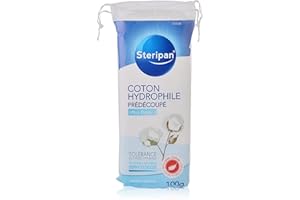 Steripan - Coton Hydrophile Dermatologique Prédécoupé - Ultra Doux - Tolérance Cutanée Optimale - 100% coton - Testé Sous Contrôle Dermatologique - 100g