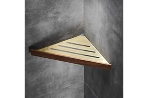 Nes Home Abloh Luxury Corner Shelf Wooden Walnut & Gold