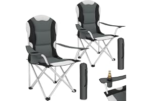 tectake® 2-pack hopfällbar campingstolar, 60 x 88 x 105 cm, vadderad
