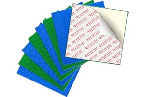 shineFinder 8 Plate Set Building Plate Compatible with Lego Building Blocks, 25.5 x 25.5 cm, Peel and Stick Base Plate for Table Top, Wall, Storage Box (4 Green + 4 Blue), 8PCS