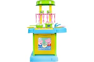 HTI Peppa Pig Cook 'N' Go Kitchen | elektroniczna kuchnia do udawania z piekarnikiem, zlewem i wieloma innymi, zabawka dla dzieci z akcesoriami, zestaw do udawania gotowania, edukacyjny zestaw do