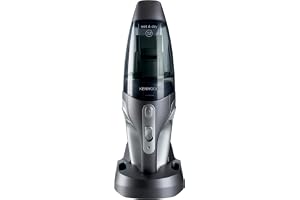 Kenwood Wet & Dry Cordless Handheld Vacuum Cleaner With 14.8V Lithium-Ion Battery, 500ml Dust Capacity, 120ml Liquid Capacity For Home, Office And Car Hvp19.000Si Black/Silver